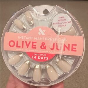 Olive & June Medium Oval Neutral Chrome French Press-On Nails
